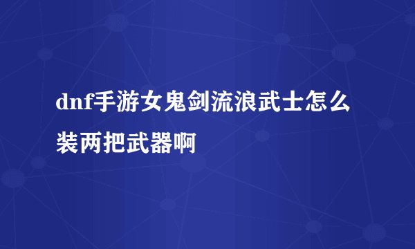 dnf手游女鬼剑流浪武士怎么装两把武器啊