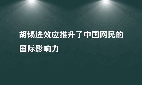 胡锡进效应推升了中国网民的国际影响力