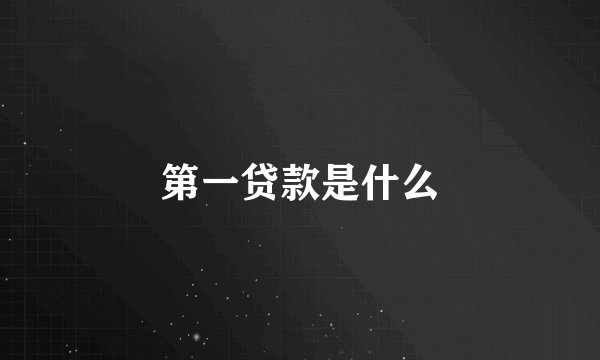 第一贷款是什么