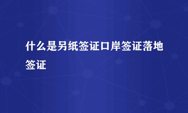什么是另纸签证口岸签证落地签证