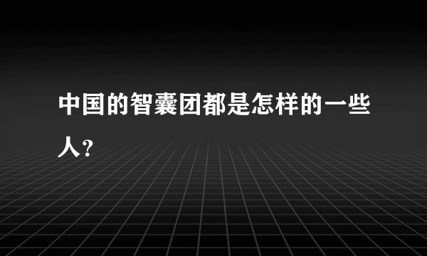 中国的智囊团都是怎样的一些人？