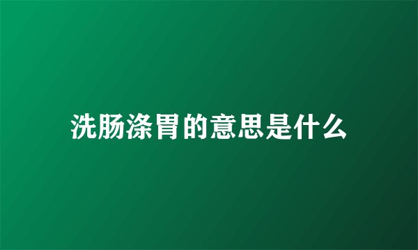 洗肠涤胃的意思是什么