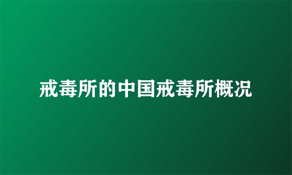 戒毒所的中国戒毒所概况