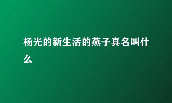 杨光的新生活的燕子真名叫什么