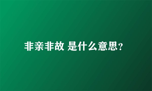 非亲非故 是什么意思？