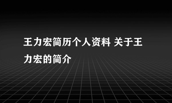 王力宏简历个人资料 关于王力宏的简介