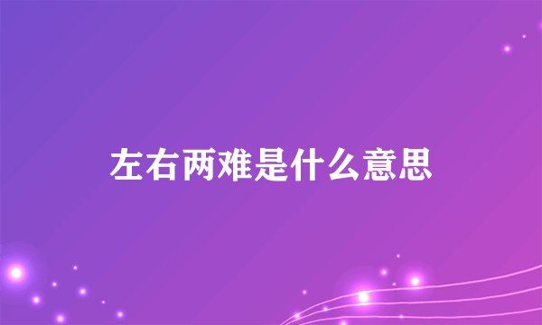 左右两难是什么意思