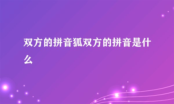 双方的拼音狐双方的拼音是什么