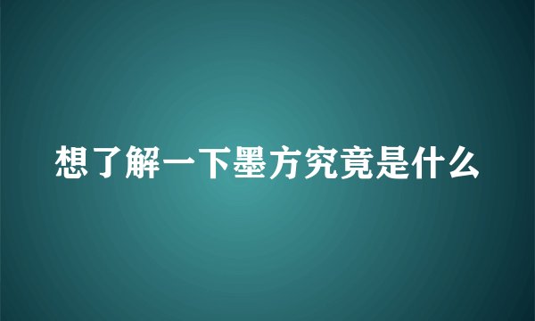 想了解一下墨方究竟是什么