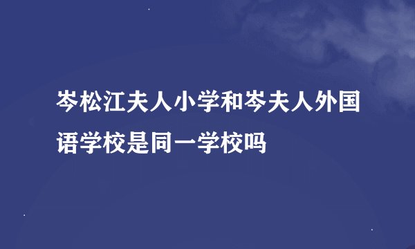岑松江夫人小学和岑夫人外国语学校是同一学校吗