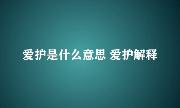 爱护是什么意思 爱护解释
