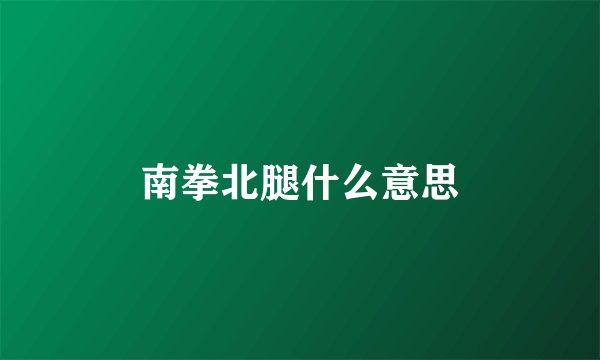 南拳北腿什么意思