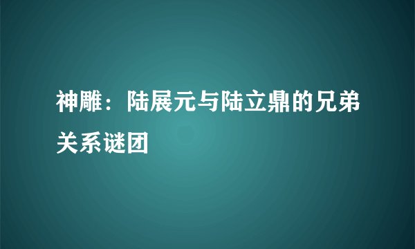 神雕：陆展元与陆立鼎的兄弟关系谜团