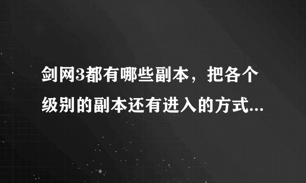 剑网3都有哪些副本，把各个级别的副本还有进入的方式告诉我下吧，谢谢！