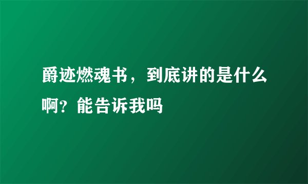 爵迹燃魂书，到底讲的是什么啊？能告诉我吗