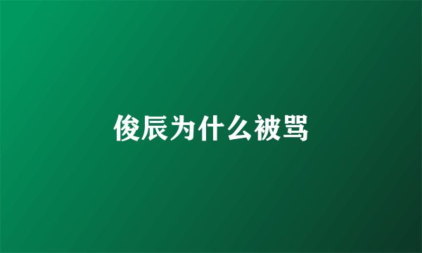 俊辰为什么被骂