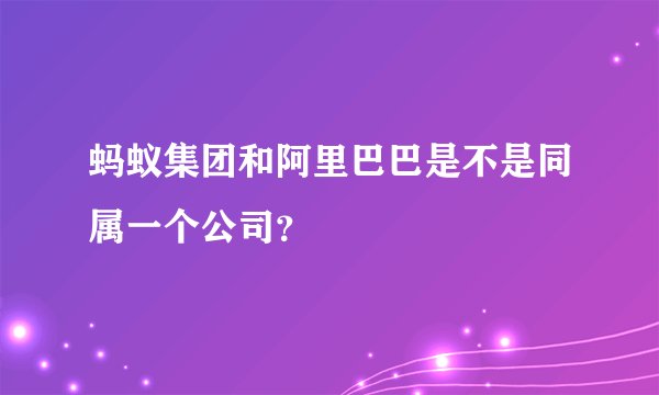 蚂蚁集团和阿里巴巴是不是同属一个公司？