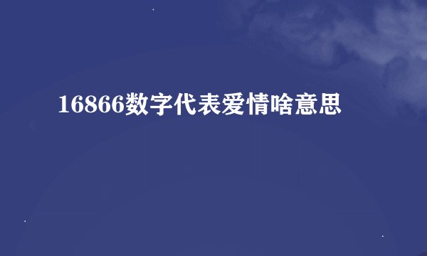 16866数字代表爱情啥意思
