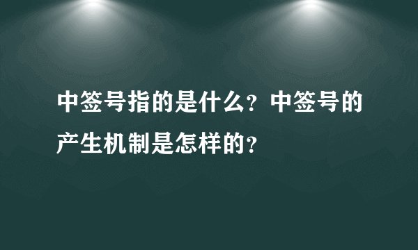 中签号指的是什么？中签号的产生机制是怎样的？