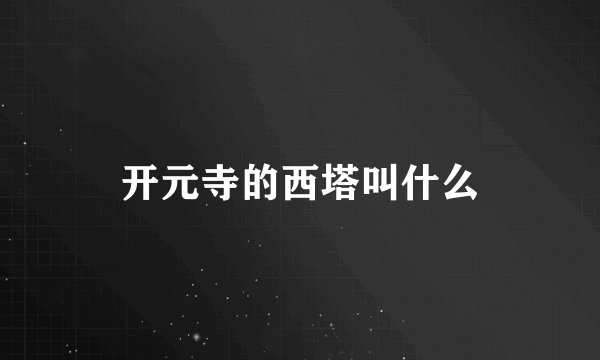 开元寺的西塔叫什么