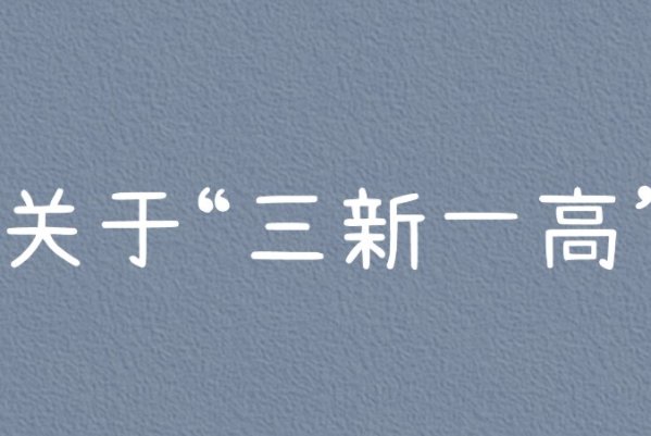 什么是三新一高？
