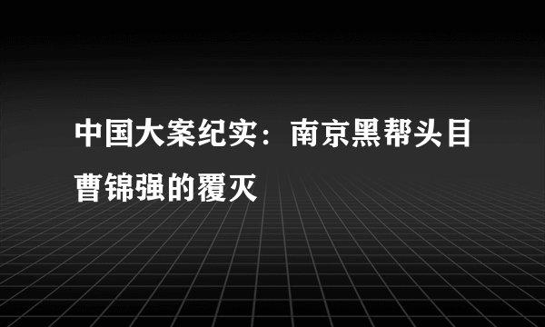 中国大案纪实:南京黑帮头目曹锦强的覆灭