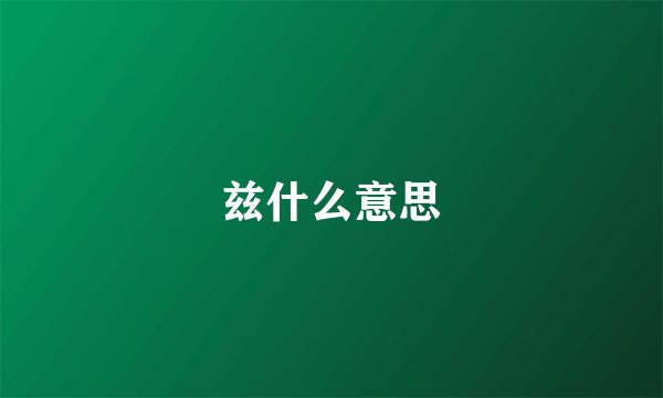 兹什么意思