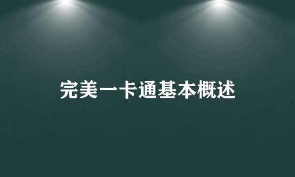 完美一卡通基本概述