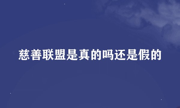 慈善联盟是真的吗还是假的
