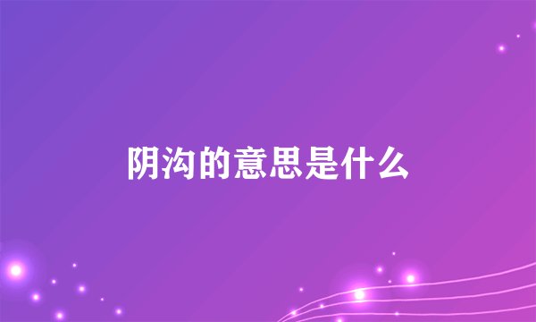 阴沟的意思是什么
