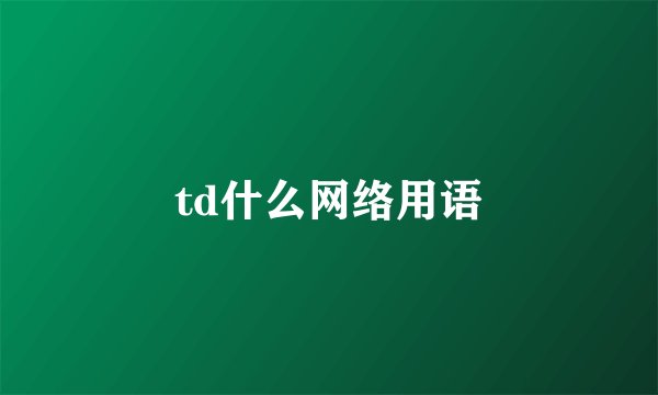 td什么网络用语