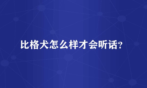 比格犬怎么样才会听话？