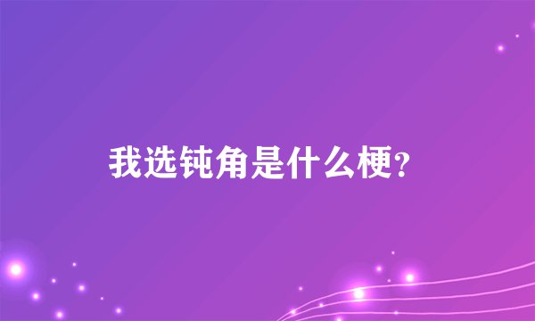 我选钝角是什么梗？