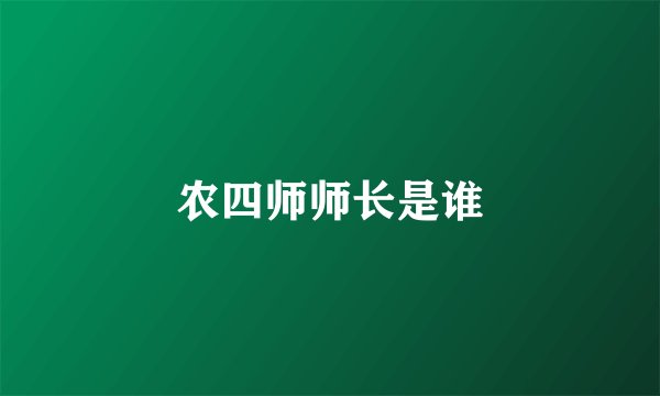农四师师长是谁