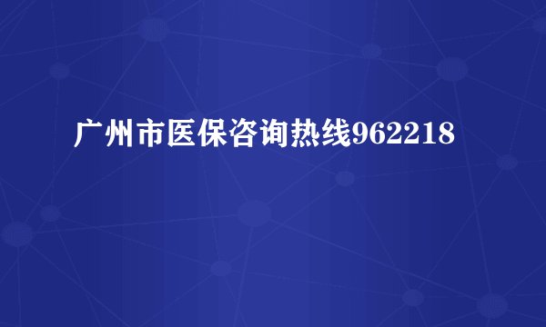 广州市医保咨询热线962218