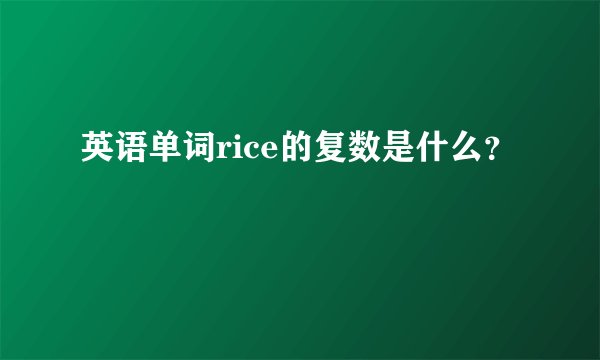 英语单词rice的复数是什么？