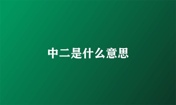 中二是什么意思