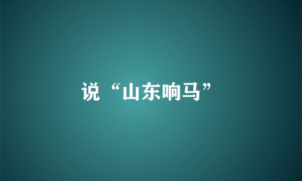说“山东响马”