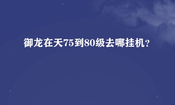 御龙在天75到80级去哪挂机？