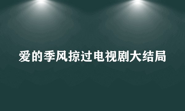 爱的季风掠过电视剧大结局
