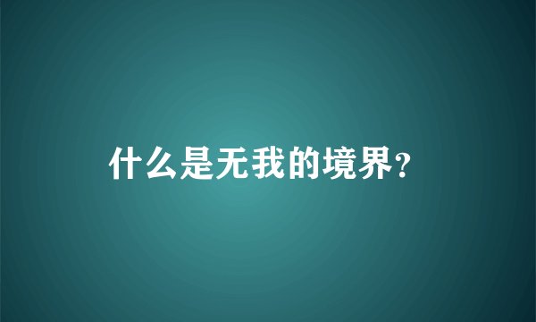 什么是无我的境界？