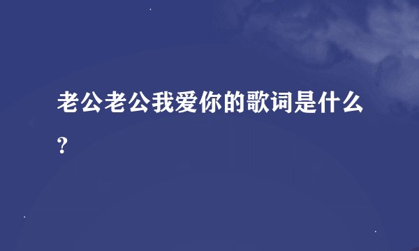 老公老公我爱你的歌词是什么？