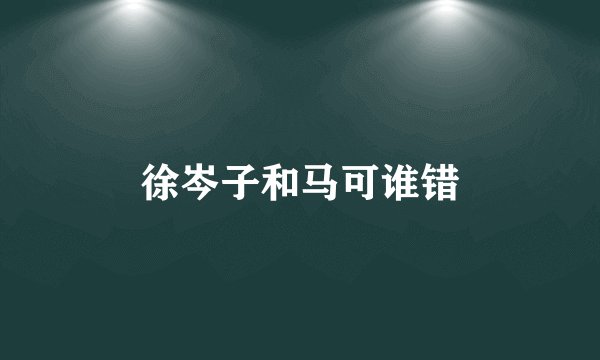 徐岑子和马可谁错