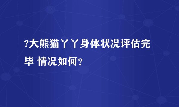 ?大熊猫丫丫身体状况评估完毕 情况如何?