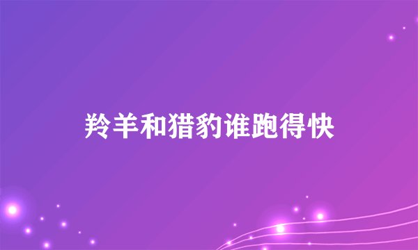 羚羊和猎豹谁跑得快