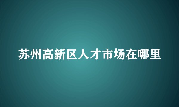 苏州高新区人才市场在哪里