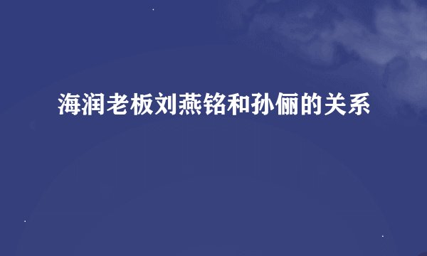 海润老板刘燕铭和孙俪的关系