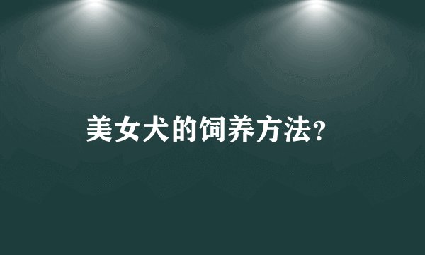美女犬的饲养方法？