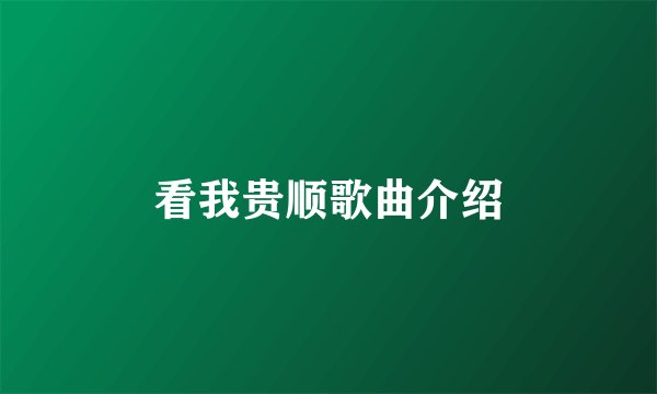 看我贵顺歌曲介绍