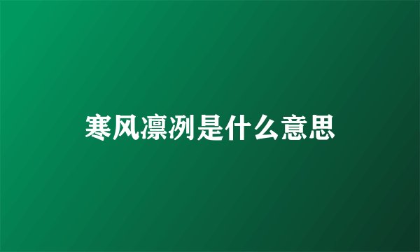 寒风凛冽是什么意思
